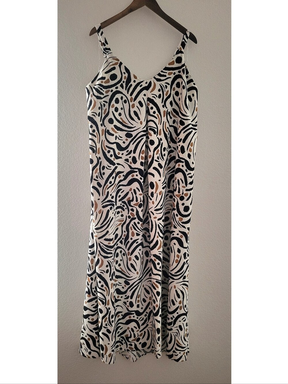 Fred David Abstract Zebra Swirl Print Maxi Dress 2X Resortwear Cruise Vacay Chic